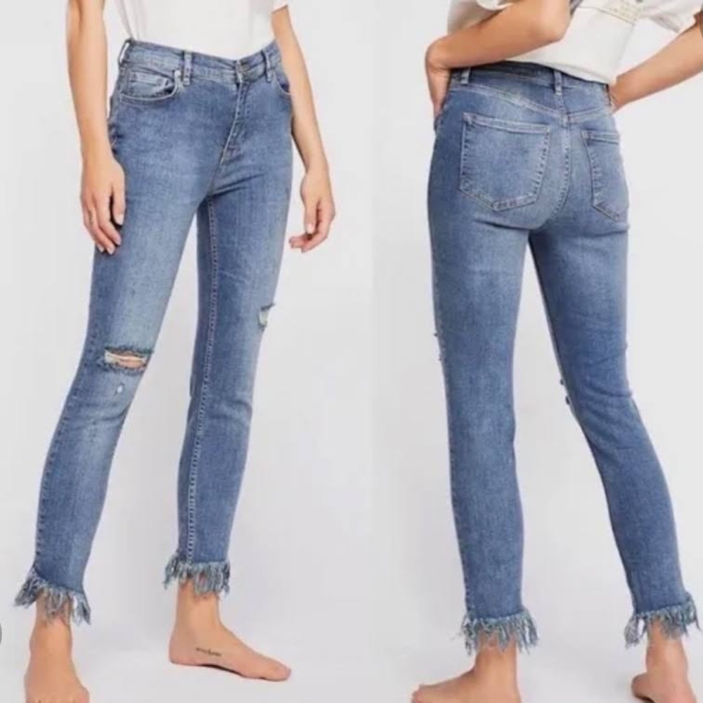 Free People Jean Capris with Fringe